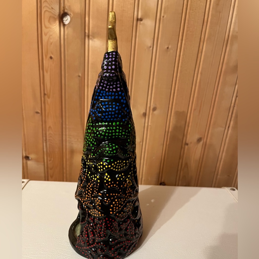 Handpainted Ceramic Rainbow Christmas Tree - Picture 4 of 7